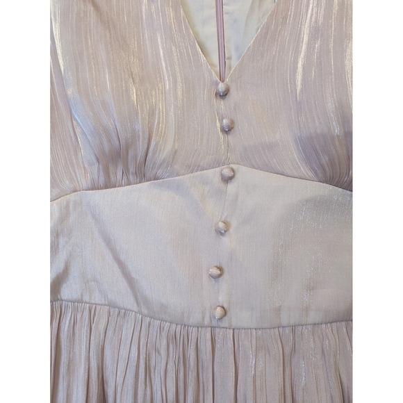 Anewsta Women's L Victorian Metallic Pleated Long Sleeve V Neck‎ Maxi Dress - Picture 5 of 11